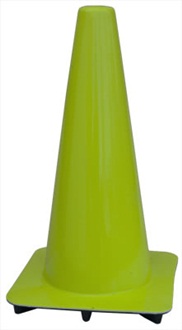 18 inch Lime Green PVC 3 lb Traffic Cones