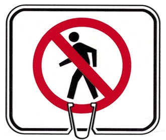 No Pedestrians Symbol Traffic Cone Sign