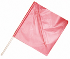 18 inch Red Cotton Warning Flag, 24 inch Hardwood Shaft
