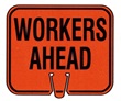 WORKERS AHEAD Construction Traffic Cone Sign